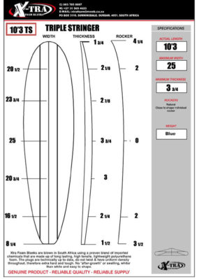 10'3 Triple Stringer Longboard Blank