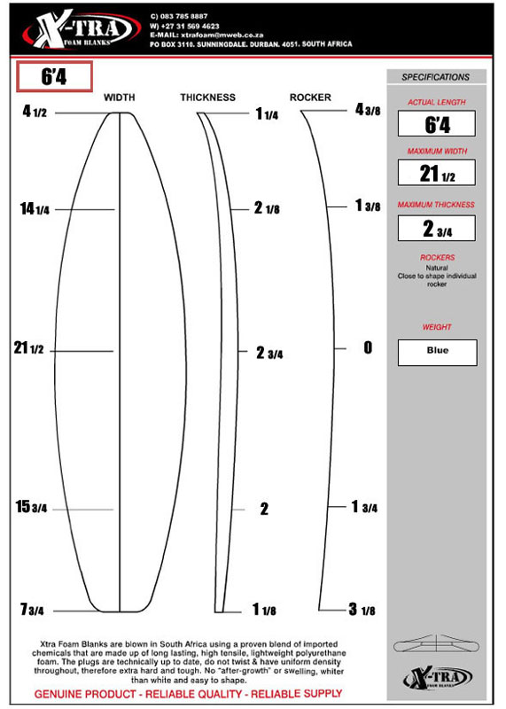 Xtra Foam Surfboard Blank 6 4