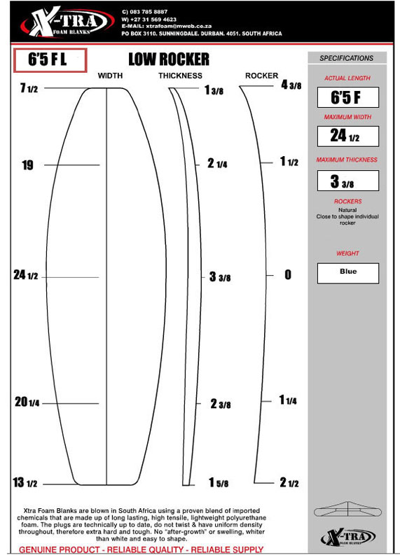Xtra Foam Surfboard Blank 6 5