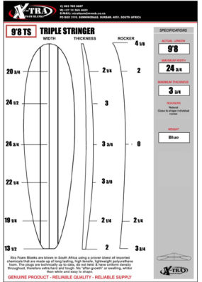 Xtra Foam Triple Stringer Longboard Blank 9'8