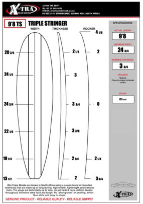 Xtra Foam Triple Stringer Longboard Blank 9'8