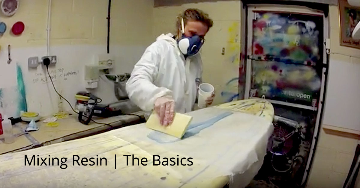 surfboard resin mixing guide, laminating resin, hot coat