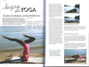 Hang Ten Yoga's two page spread on Surf Girl Magazine. 