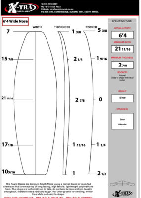 Xtra Foam Surfboard Blank 6'4-Wide-Nose-Shortboard