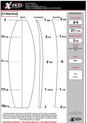 Xtra Foam Surfboard Blank 6'4-Wide-Nose-Shortboard