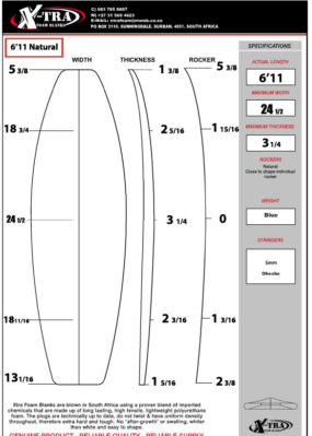 Xtra-Foam-Surfboard-Blank-6'11-Fish-Natural-Rocker