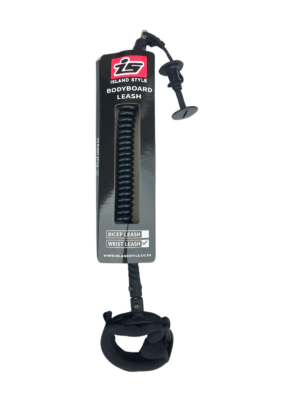 Island Style 6.5mm Coiled Bodyboard Wrist Leash Black