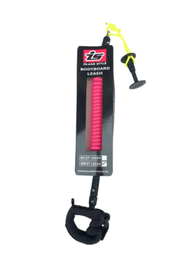 Island Style 6.5mm Coiled Bodyboard Wrist Leash Pink