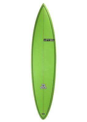 Pyzel Padillac gun 9ft in green with quad fin set up