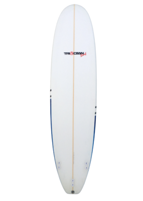 Triocean Minimal Surfboard 7'6 Blue Black Stripes bottom