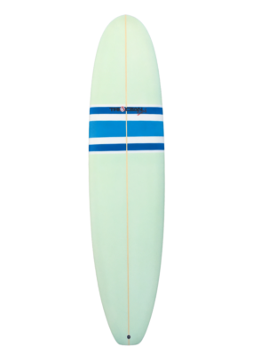 Triocean Minimal Surfboard 7'6 pale green dark blue stripes