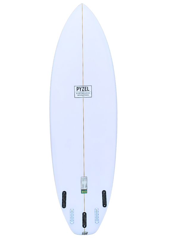 Pyzel The Precious 6'0 blue surfboard bottom