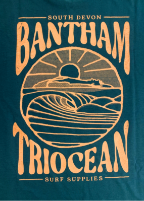 Triocean Surf Organic Cotton T-Shirt - Blue/Peach - Image 4