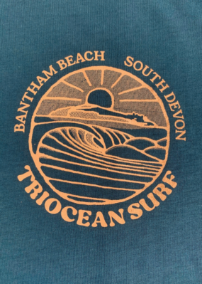 Triocean Surf Organic Cotton T-Shirt - Blue/Peach - Image 3