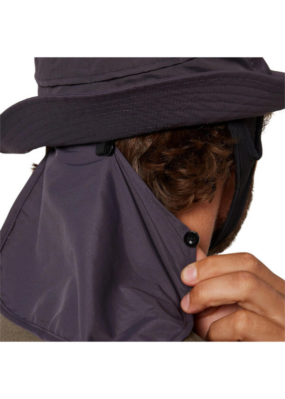 O&E Stiff Peak Indo Hat Neck Flap Charcoal