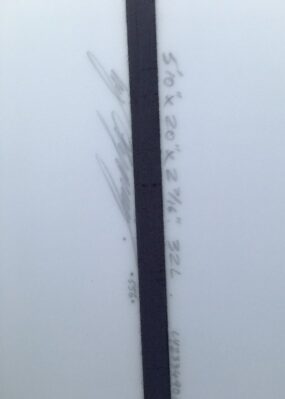 Luke Young 5'10" fish secondhand surfboard detail of carbon insert