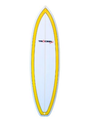 shortboard surfboard 6'4 evo deck yellow circle