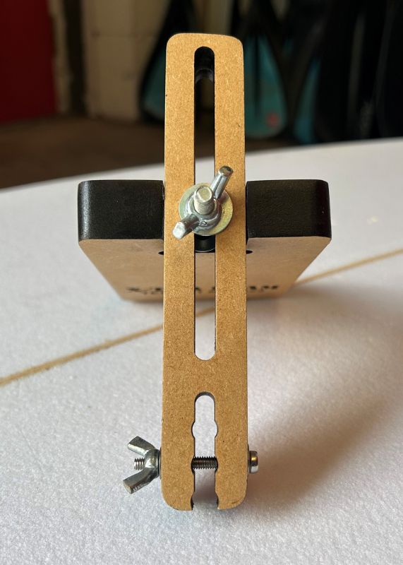 rail gauge surfboard shaping tools from front