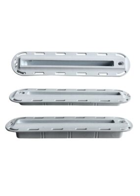 White Futures fin box thruster set lined up